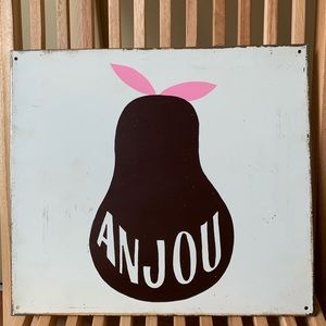 ANTHROPOLOGIE Vintage Style Metal Anjou Pear sign
